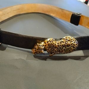Women's CHICO'S WOMEN'S BLACK BELT WITH CHEETAH BUCKLE, SIZE M/L, $14